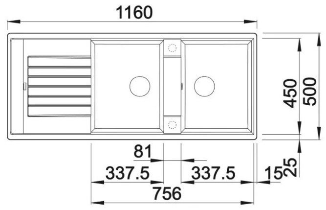Кухонная мойка Blanco Zia 8 S 116х50х19 см, гранит, тон антрацит купить,263718
