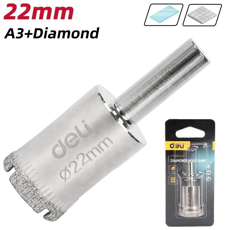 Коронка DELI DH-BKK220-E1 алмазная D 22 мм, 1 шт
