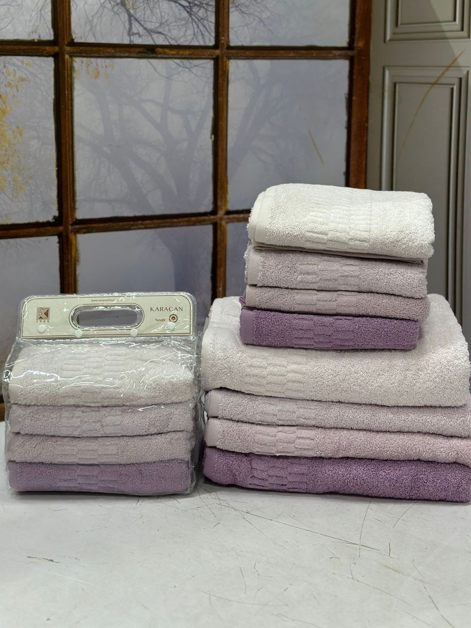 KARACAN набор полотенец Lilac 140x70 см 8 шт, махровая ткань, хлопок купить,NaN