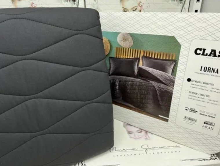 Покрывало с наволочками CLASY 180х240 см, хлопок, черный, серый - ForteMarket Покрывало с наволочками CLASY 180х240 см, хлопок, черный, серый купить,0