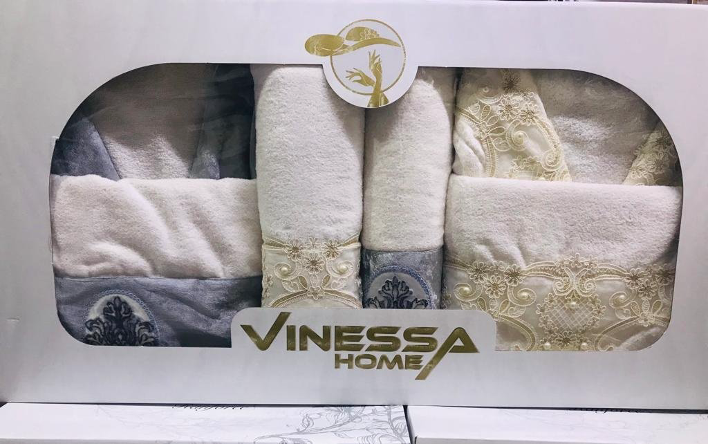 Vinessa набор для купания парный 101101109 140x70 см 4 шт, махровая ткань, велюр купить,NaN