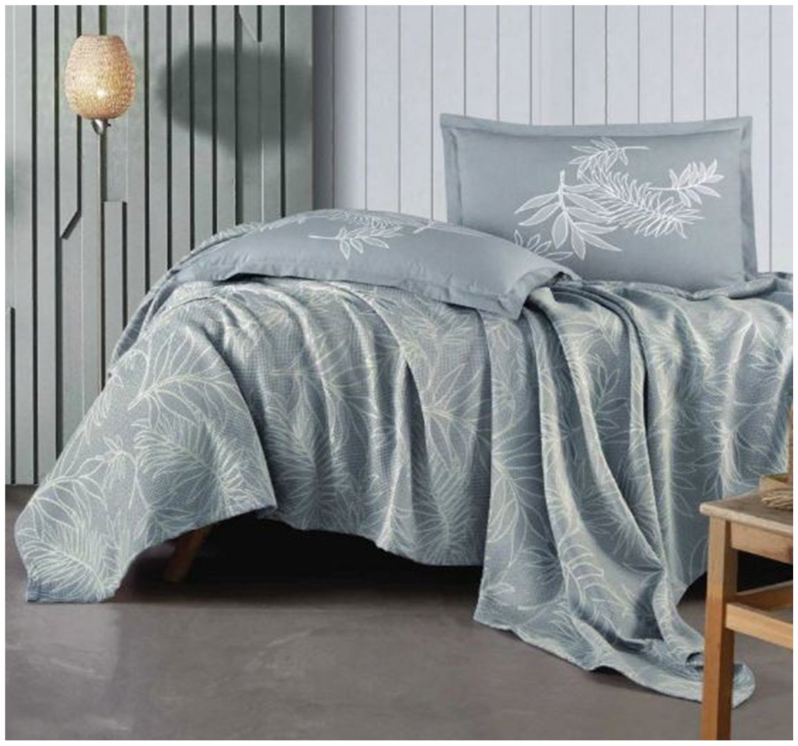 Покрывало с наволочками CLASY 220х240 см, жаккард, зеленый