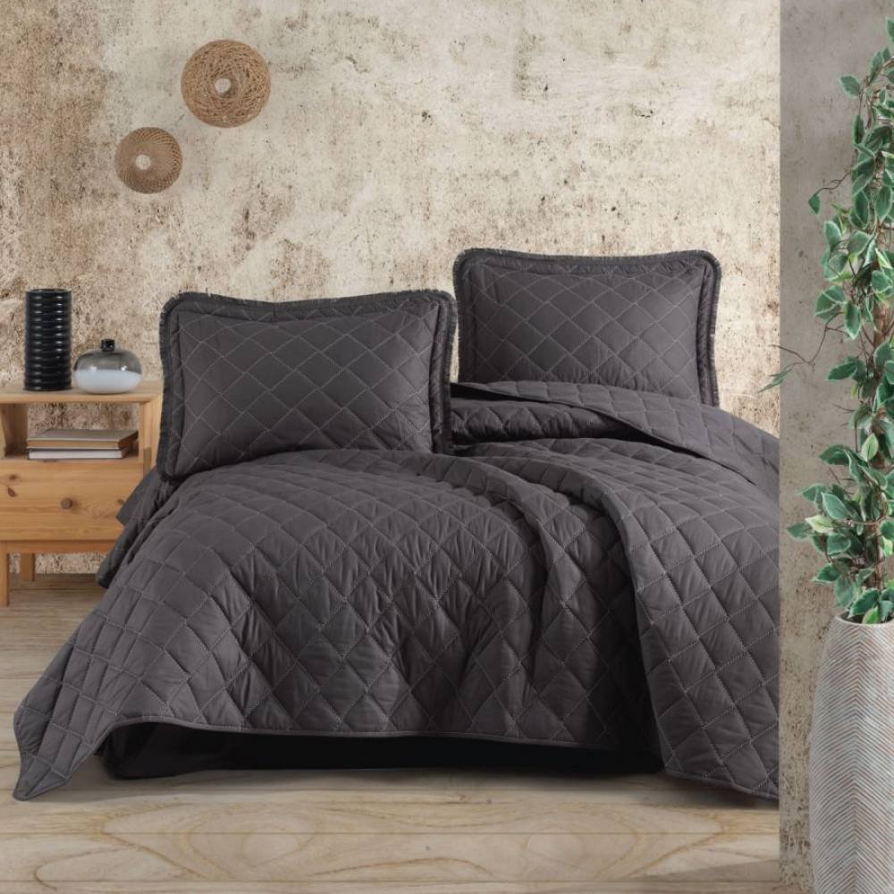 Покрывало с наволочками CLASY Tafana v1 240х260 см, хлопок, черный