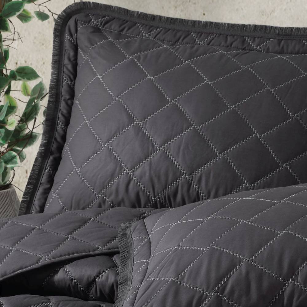 Покрывало с наволочками CLASY Tafana v1 240х260 см, хлопок, черный