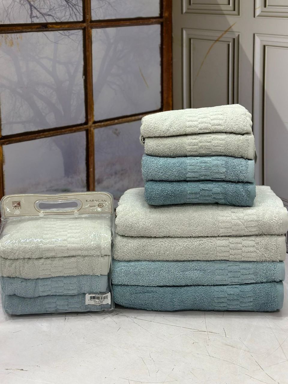 KARACAN набор полотенец Turquoise 140x70 см 8 шт, махровая ткань, хлопок