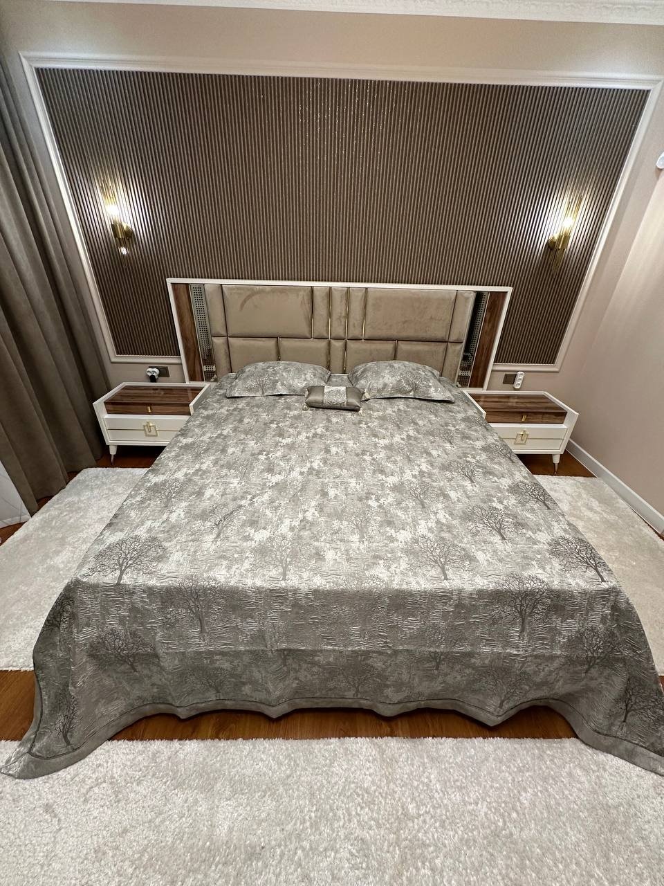 Покрывало с наволочками Dantel Concept Branch 260х260 см, хлопок, жаккард, коричневый