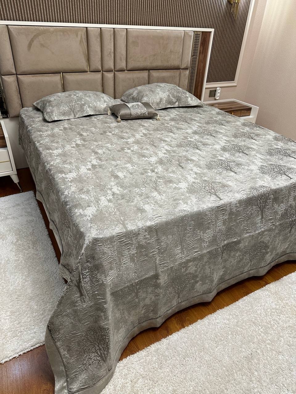 Покрывало с наволочками Dantel Concept Branch 260х260 см, хлопок, жаккард, коричневый