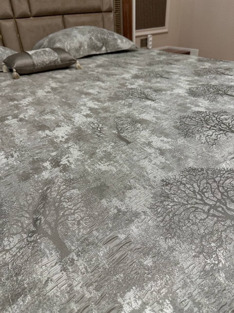 Покрывало с наволочками Dantel Concept Branch 260х260 см, хлопок, жаккард, коричневый