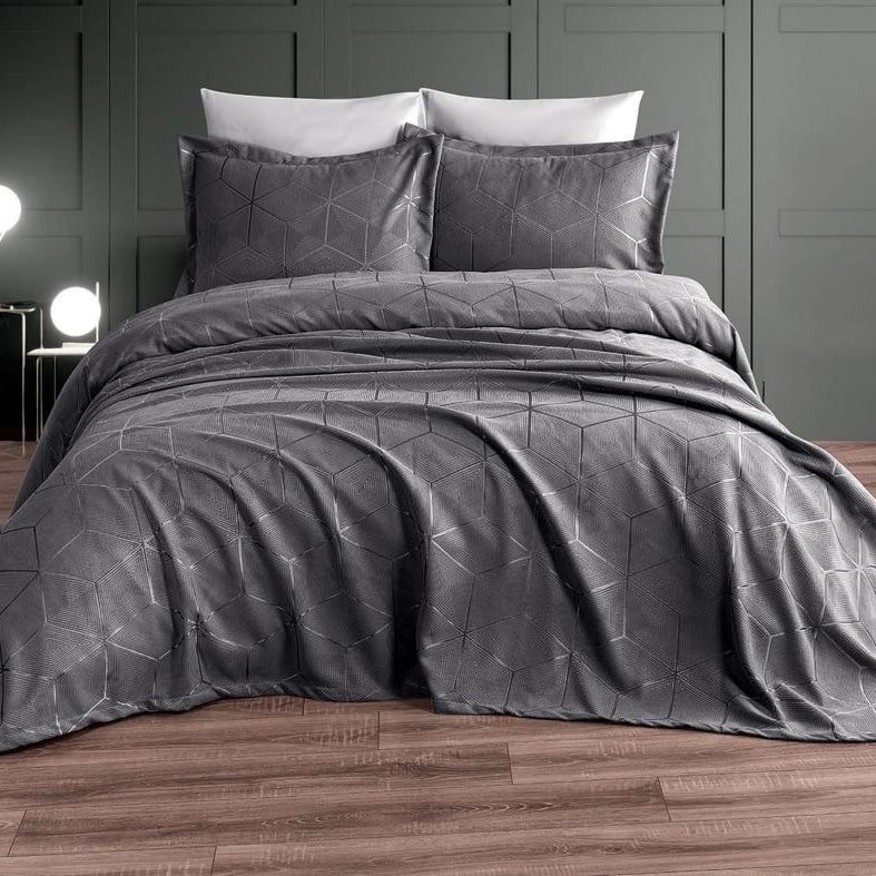 Покрывало с наволочками Moda Home Collection 240х260 см, кашемир, серый