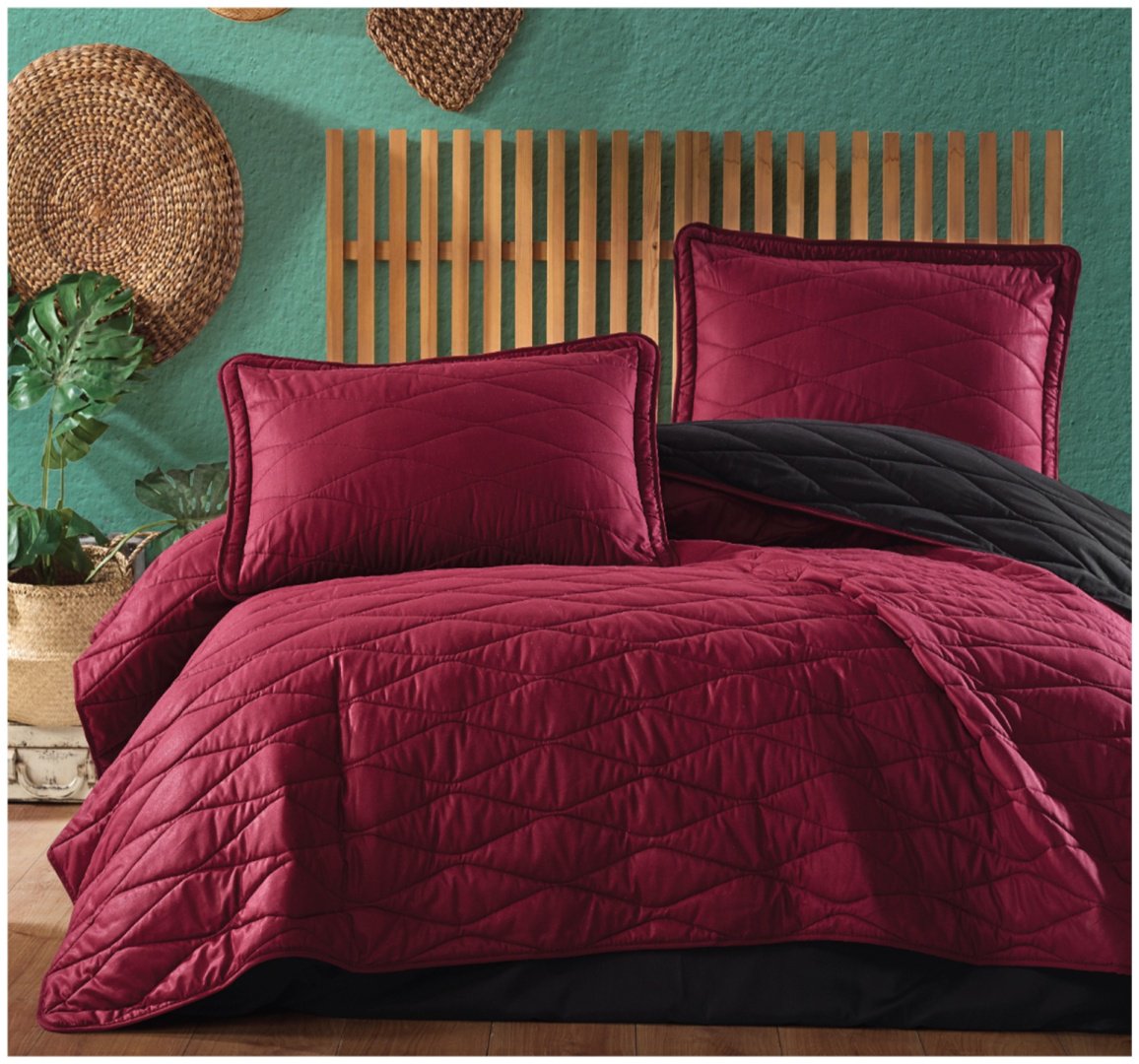 Покрывало с наволочками CLASY 180х240 см, сатин, красный