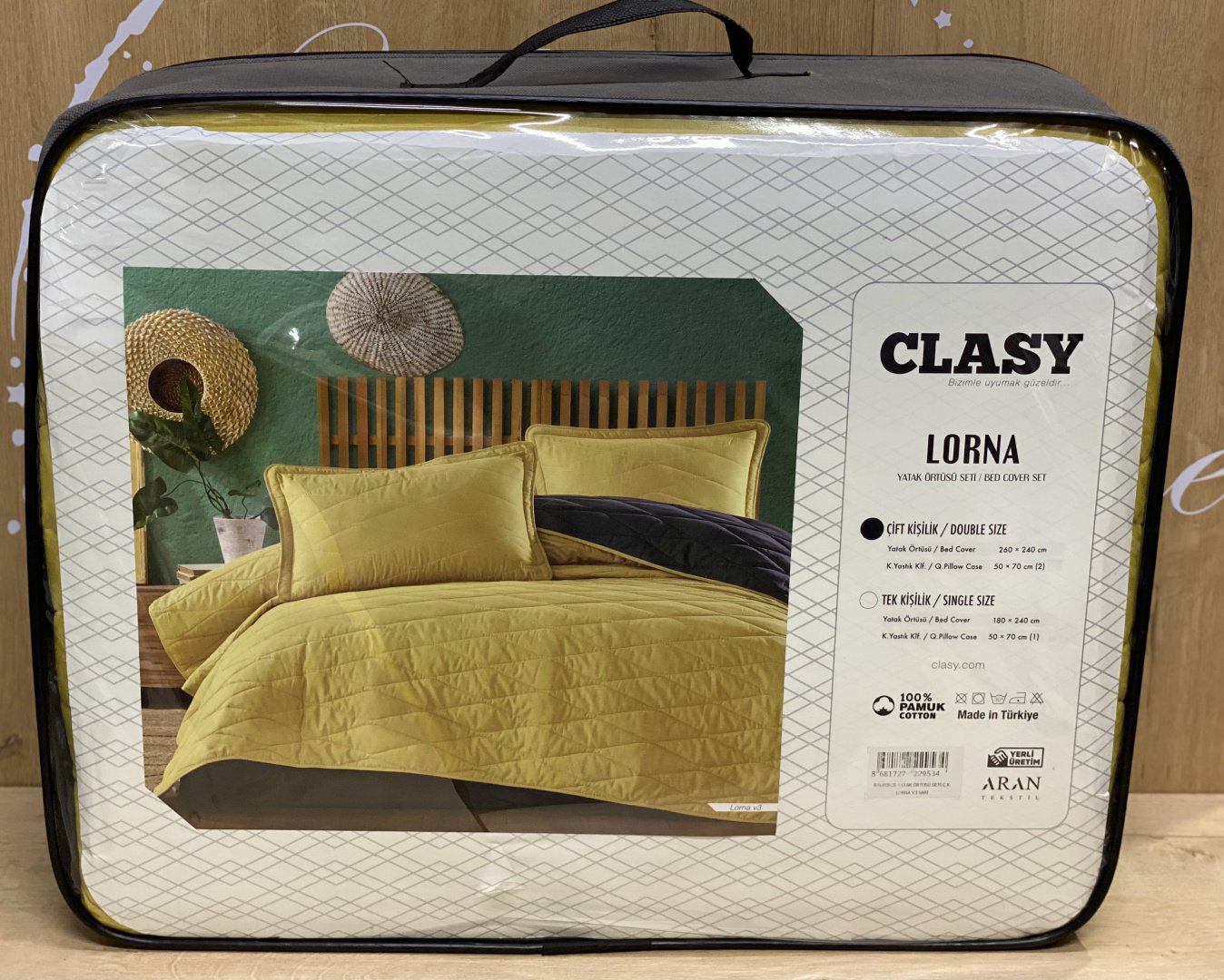 CLASY покрывало с наволочками Lorna Жел 240x260 см, хлопок, ранфорс купить,NaN
