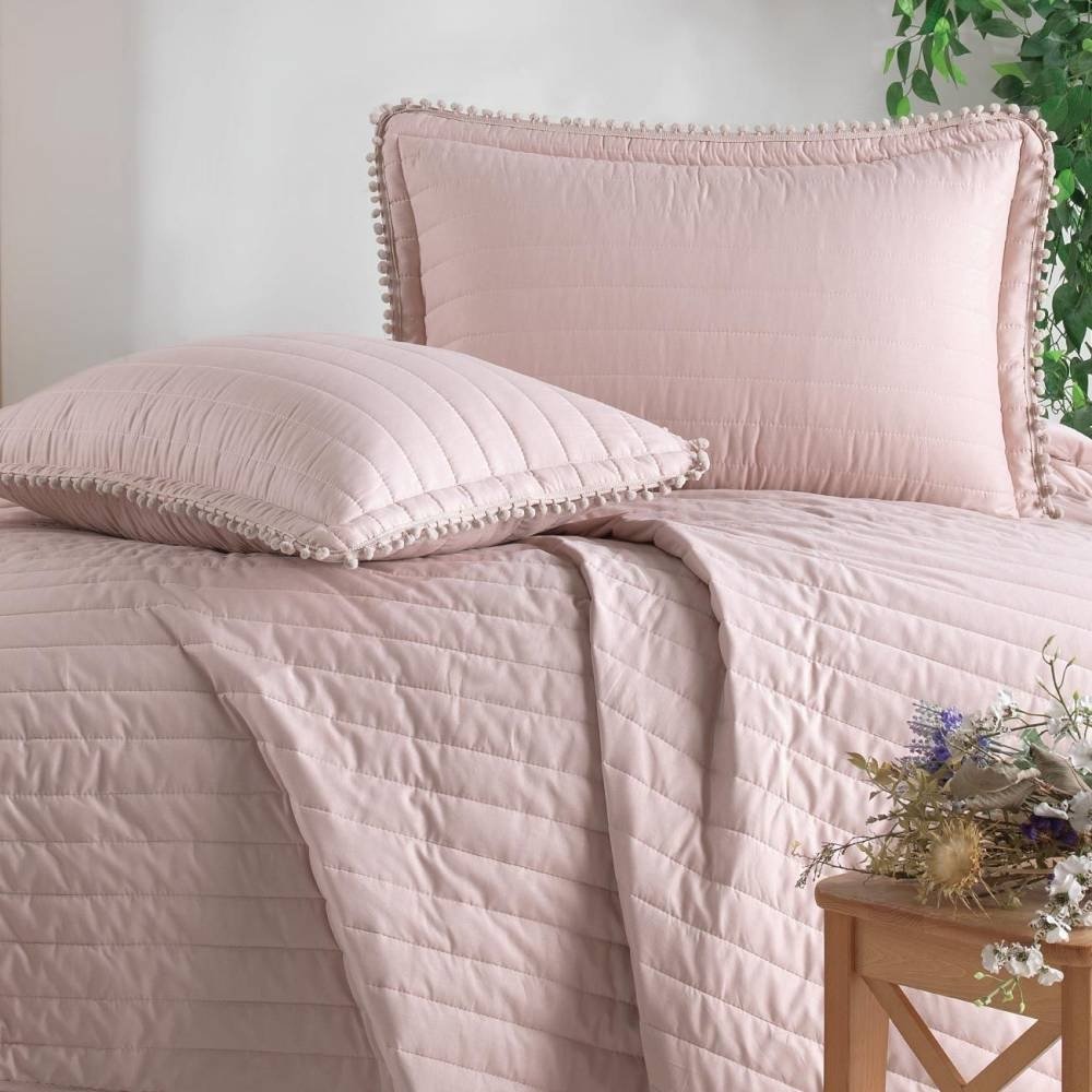 Покрывало с наволочками CLASY Pedra 240х260 см, хлопок, ранфорс, розовый