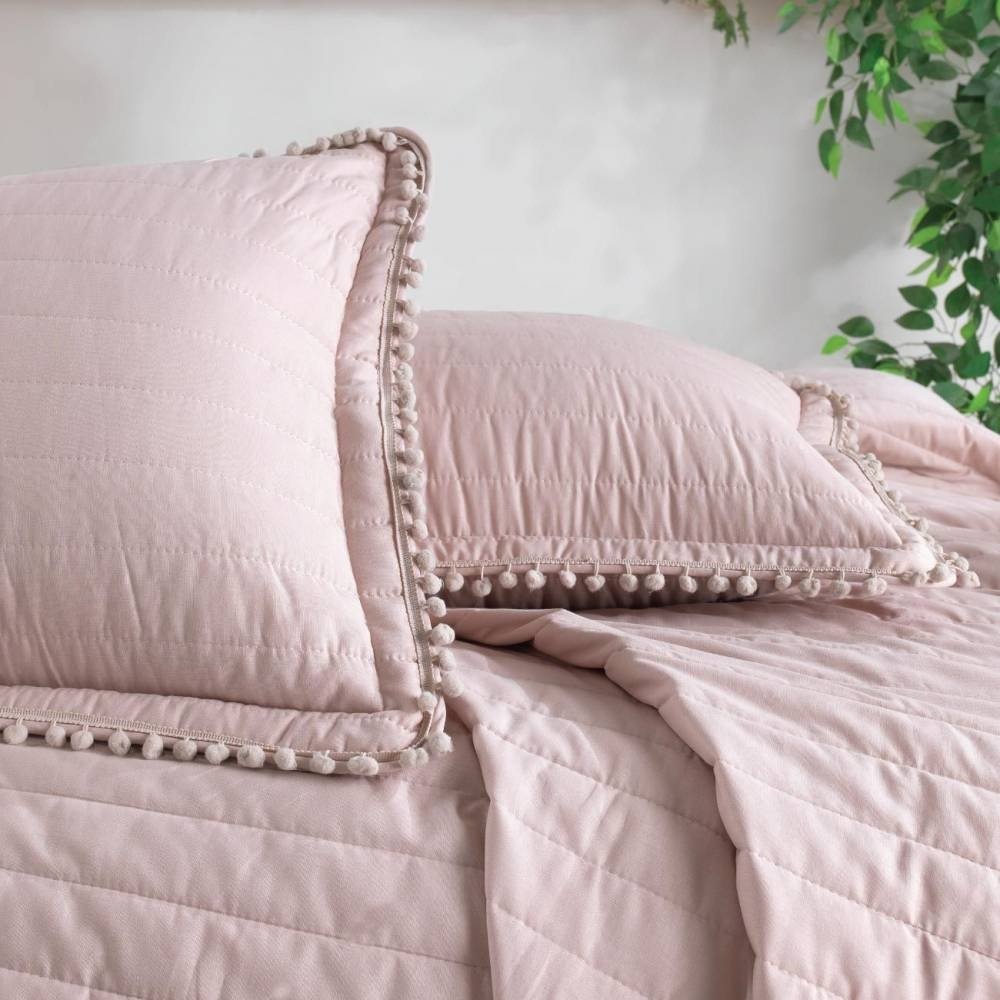 Покрывало с наволочками CLASY Pedra 240х260 см, хлопок, ранфорс, розовый