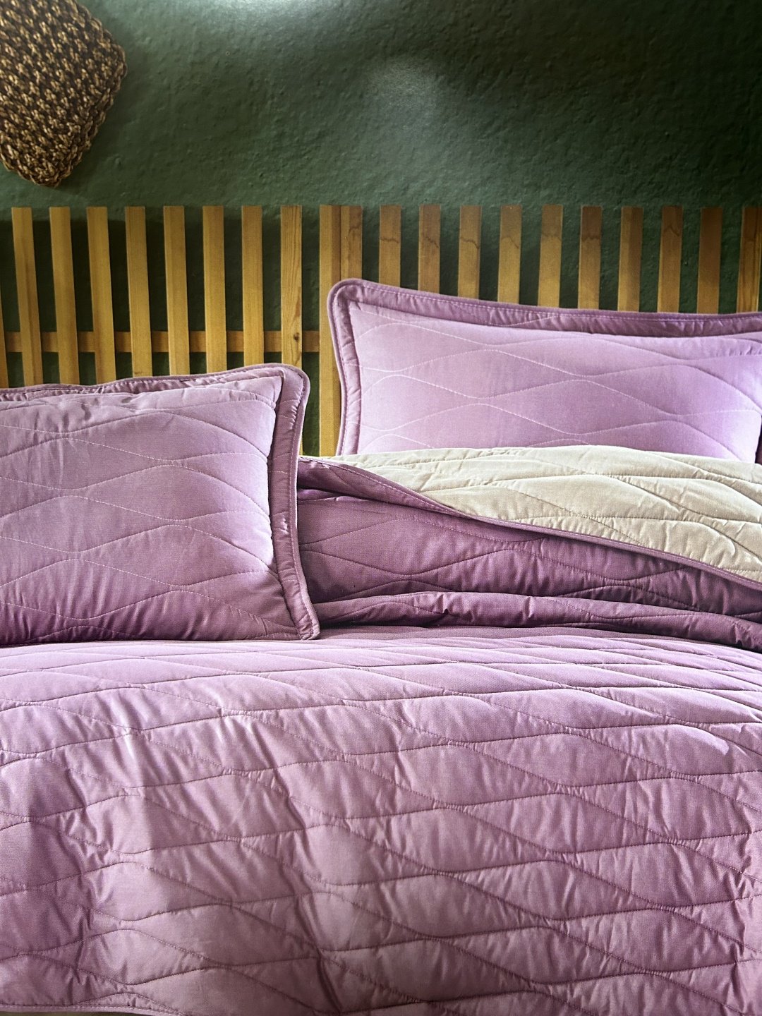 Покрывало с наволочками CLASY Lorna 240х260 см, хлопок, бежевый, розовый