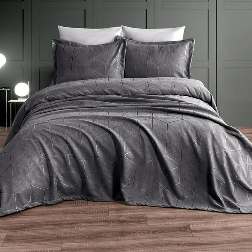 Покрывало с наволочками Moda Home Collection 240х260 см, кашемир, серый