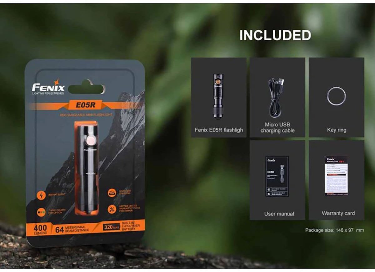 Fenix E05R 400 Lumens LED Flashlight ручной серый купить,NaN