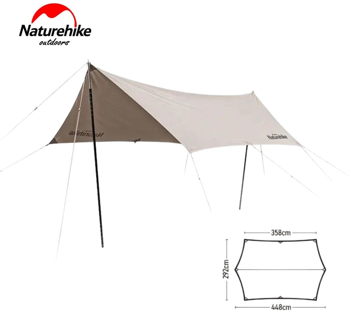Тент Naturehike NH20TM005 Strerch-Cotton с 2 опорами Golden бежевый купить,NaN