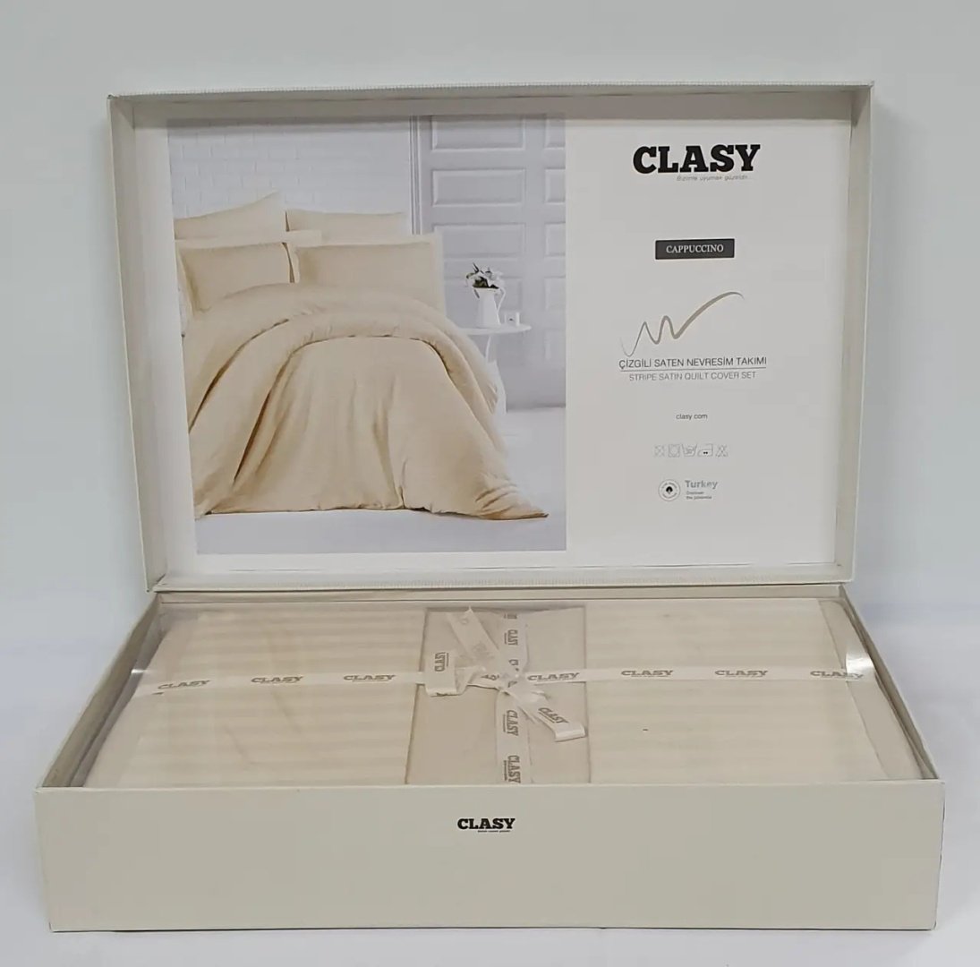 Комплект CLASY Cappuccino 1.5-спальный страйп-сатин, 2 наволочки: 50x70 см, 70x70 см