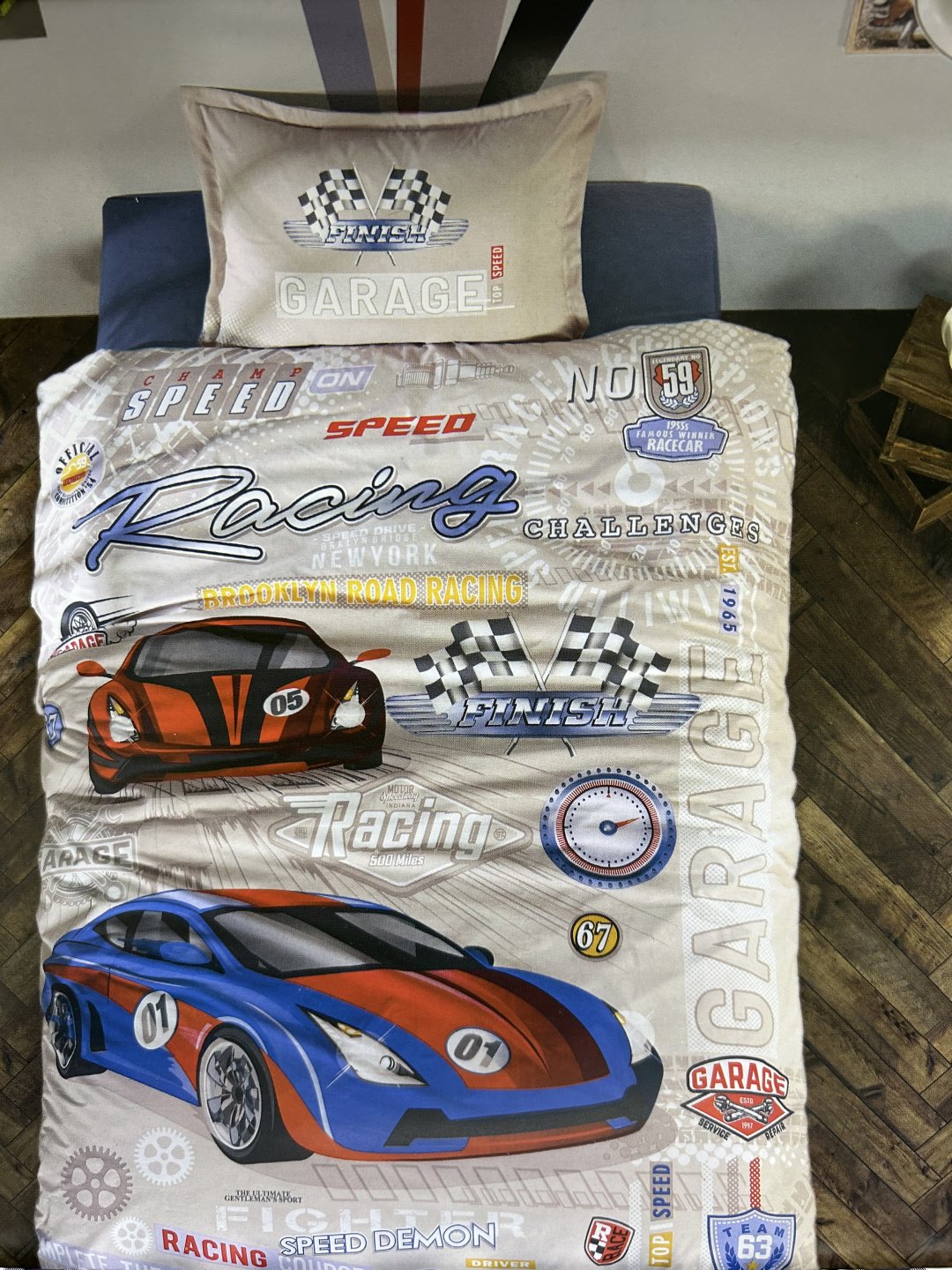 Комплект CLASY Garage детский хлопок, 1 наволочка: 50x70 см