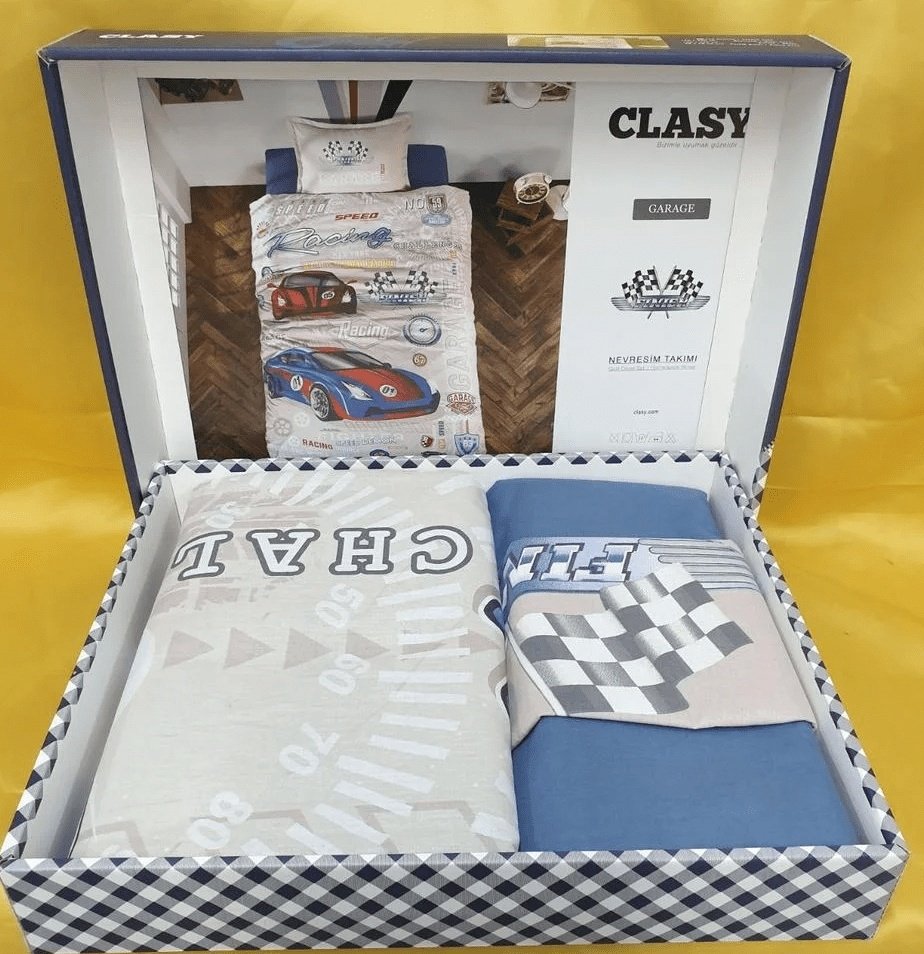 Комплект CLASY Garage 1.5-спальный ранфорс, 1 наволочка: 50x70 см