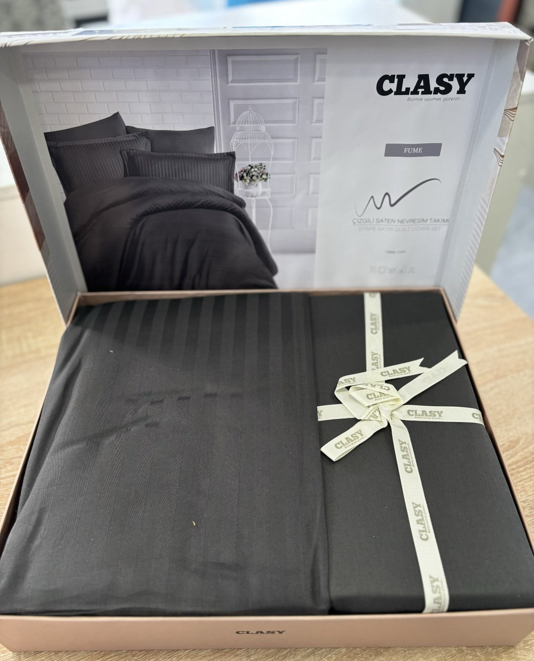 Комплект CLASY Deluxe Fume 2-спальный хлопок, страйп-сатин, 4 наволочки: 50x70 см купить,NaN