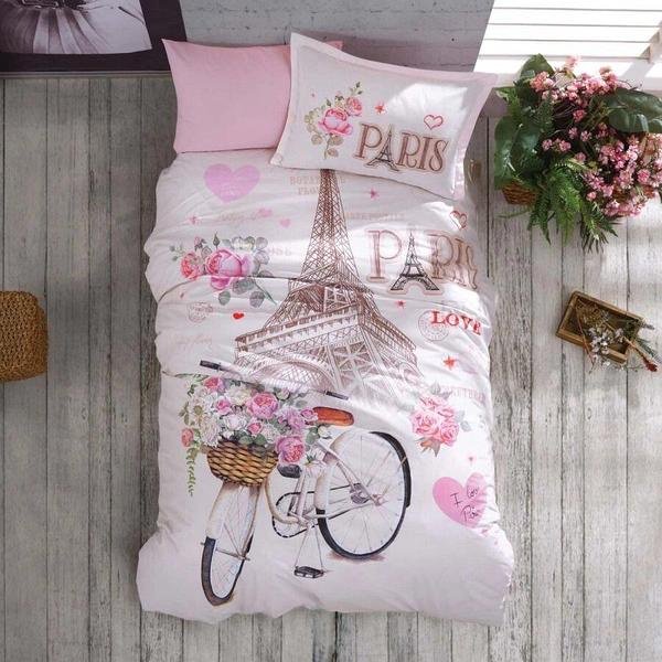 Комплект CLASY Paris Love 1.5-спальный хлопок, ранфорс, 1 наволочка: 50x70 см