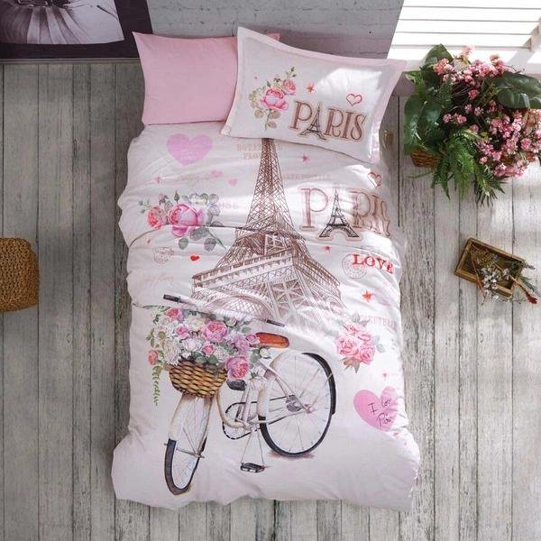 Комплект CLASY Paris Love 1.5-спальный хлопок, ранфорс, 1 наволочка: 50x70 см
