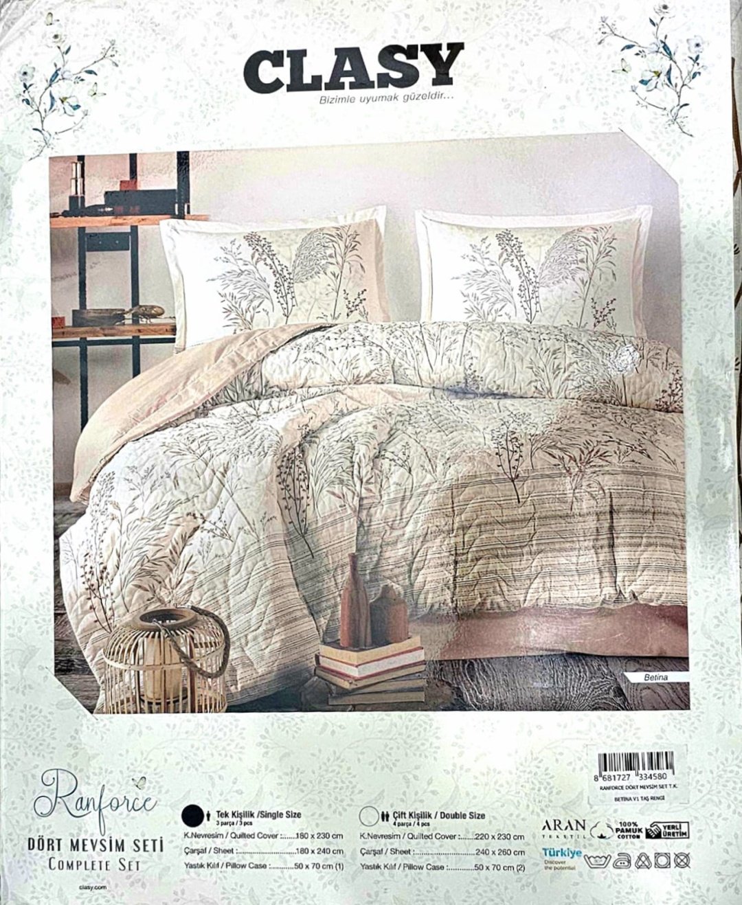 Комплект CLASY 1.5-спальный хлопок, ранфорс, : 50x70 см