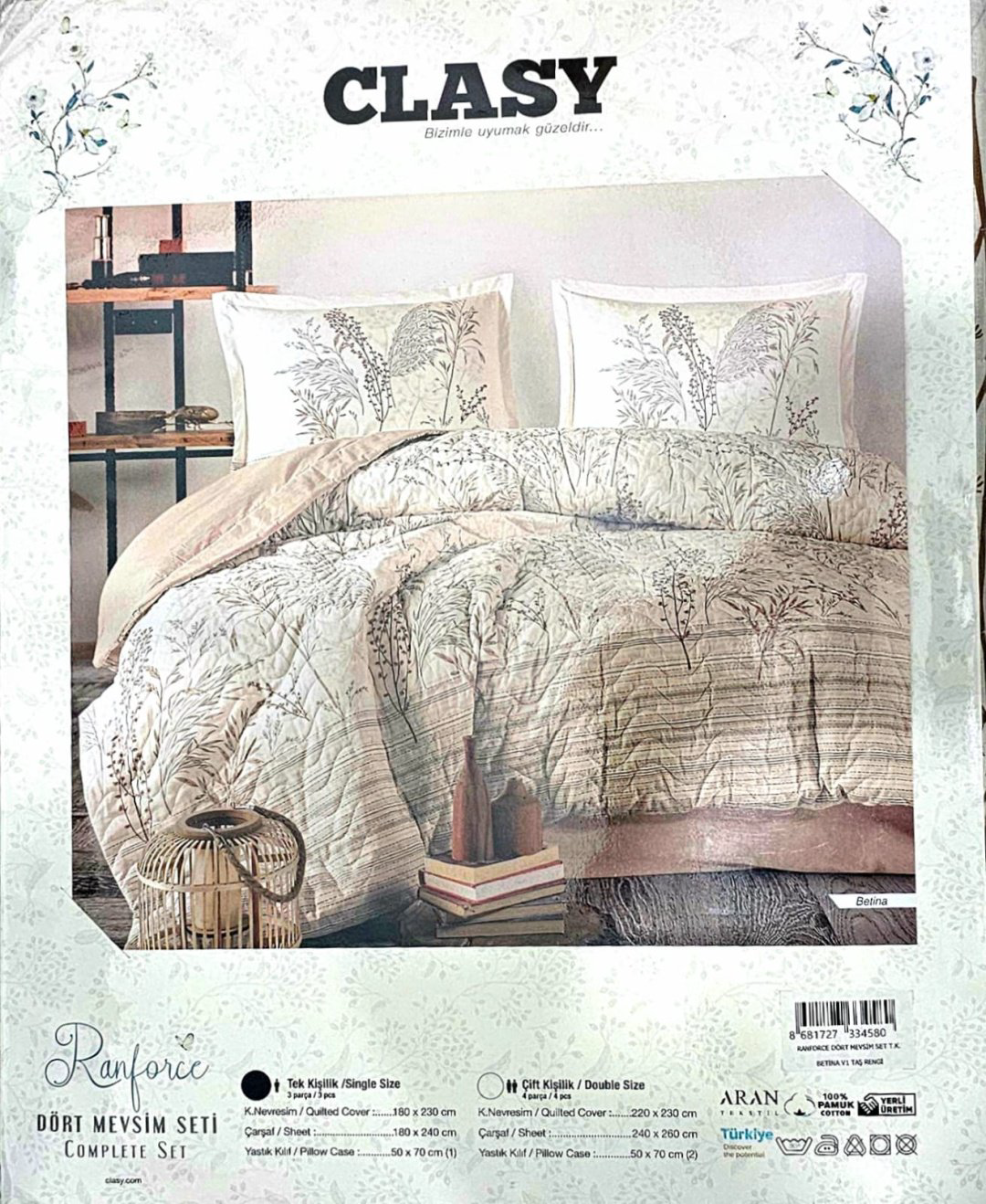 Комплект CLASY 1.5-спальный хлопок, ранфорс, : 50x70 см