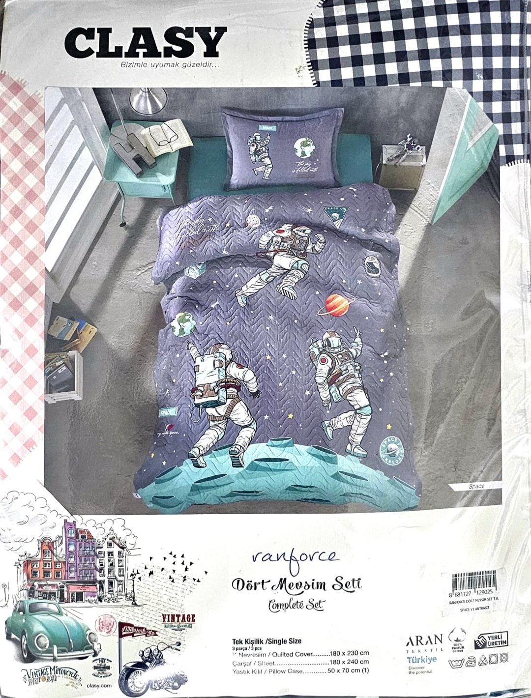 Комплект CLASY 1.5-спальный хлопок, ранфорс, : 50x70 см