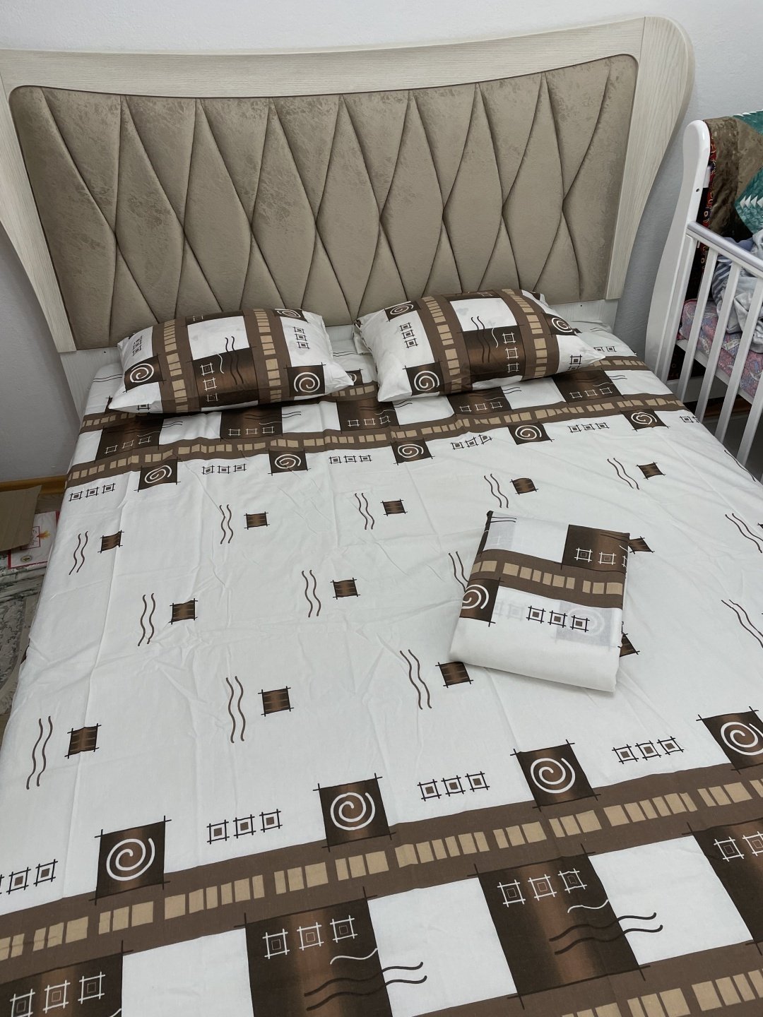 Комплект Туркменский текстиль Cell 1.5-спальный кретон, 1 наволочка: 65x65 см