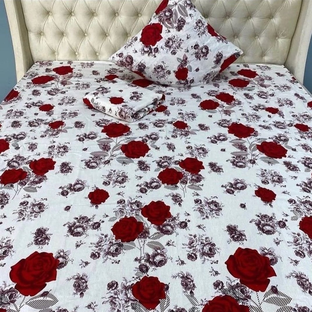 Комплект Туркменский текстиль Flowers 2-спальный кретон, 2 наволочки: 65x65 см