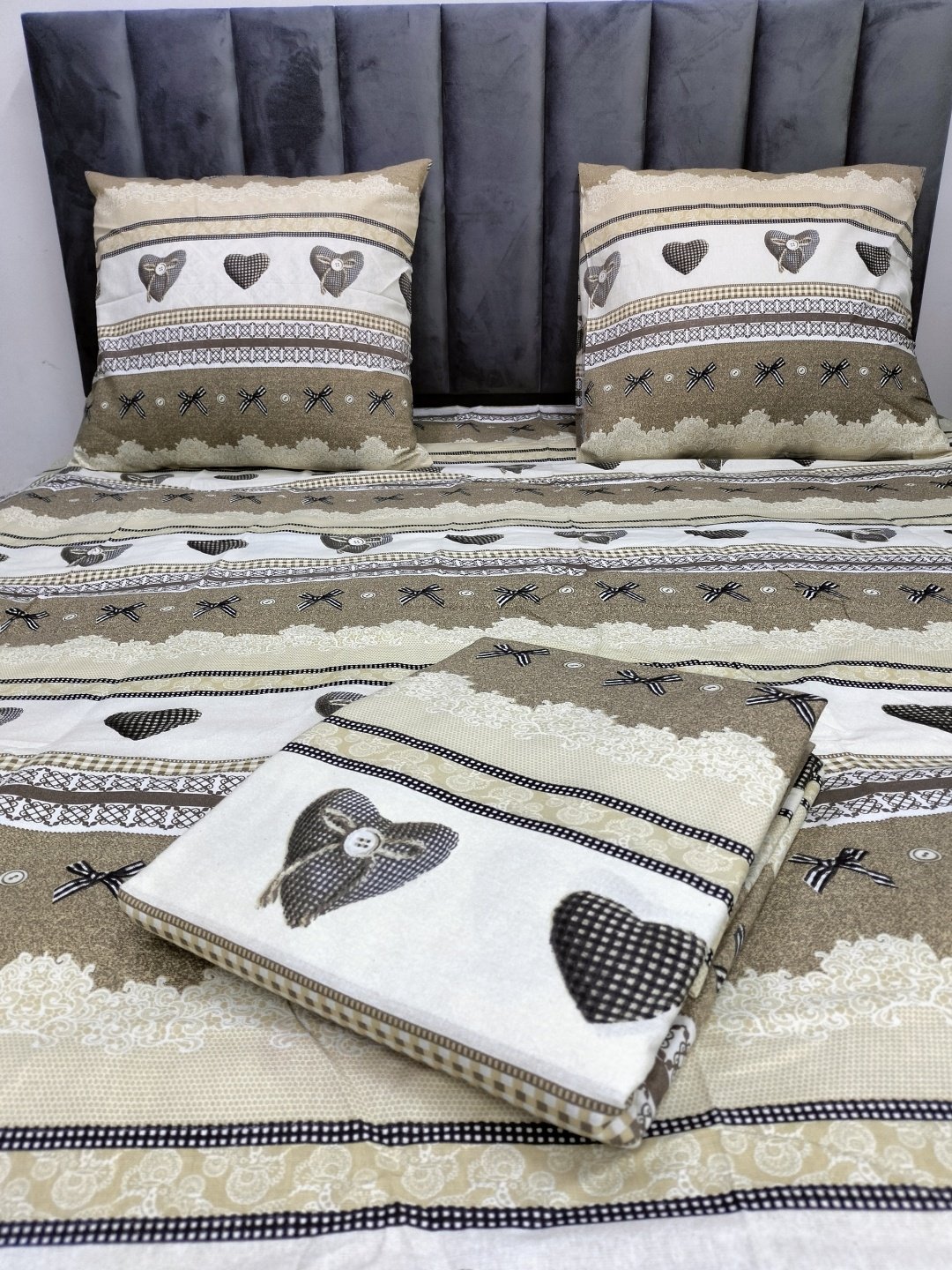 Комплект Turkmen Hometextile Heart pattern 1.5-спальный бязь, 1 наволочка: 65x65 см