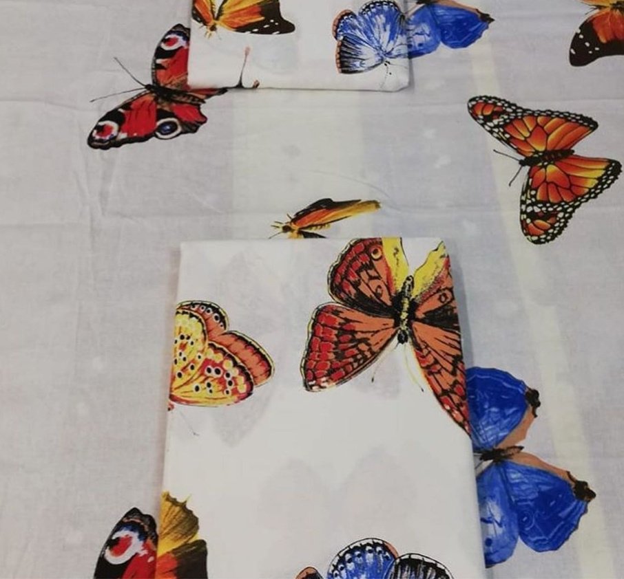 Комплект Туркменский текстиль Butterflies 2-спальный кретон, 2 наволочки: 65x65 см купить,0