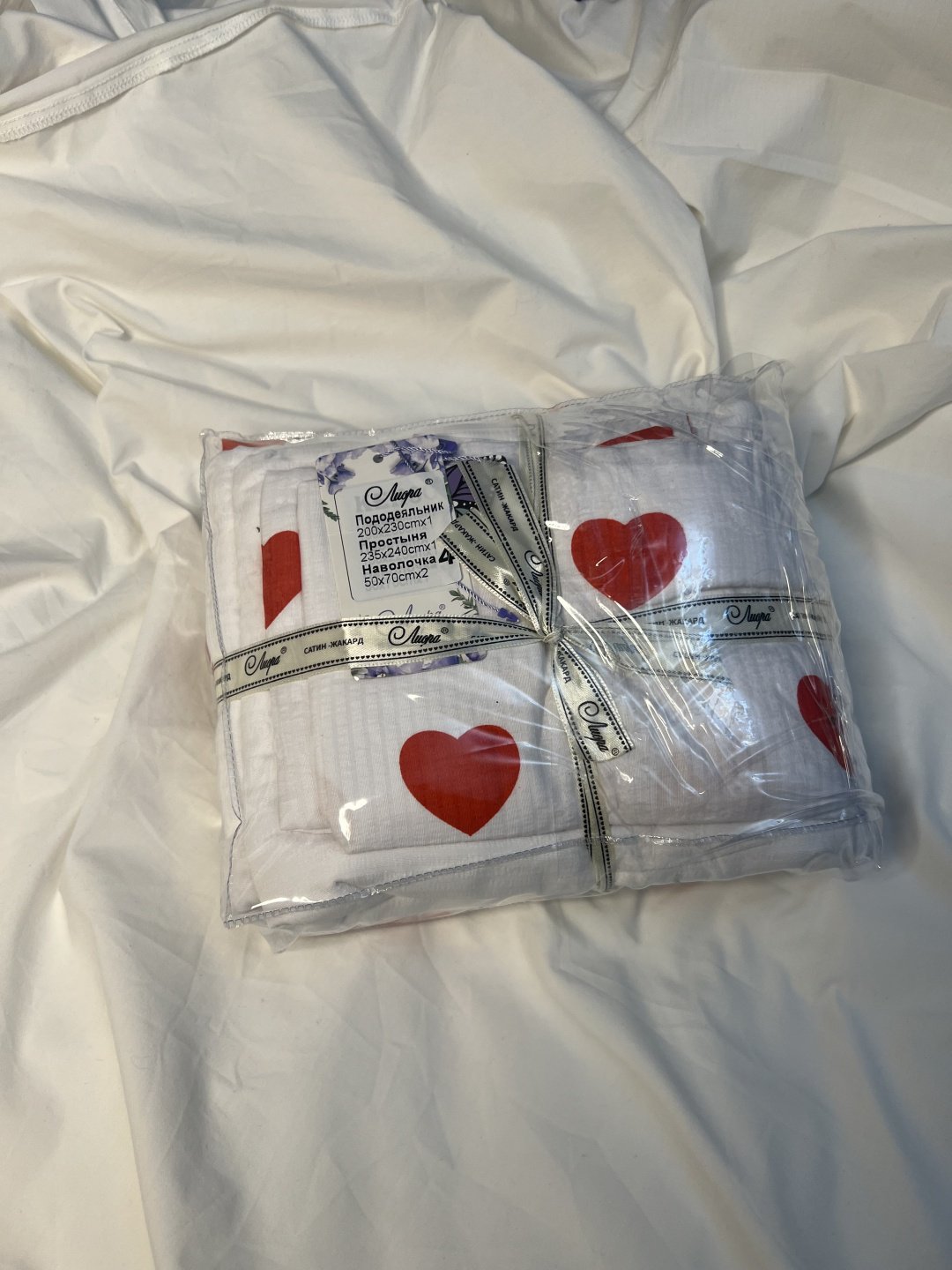 Комплект Лиора Love 2-спальный хлопок, муслин, наволочки: 50x70 см