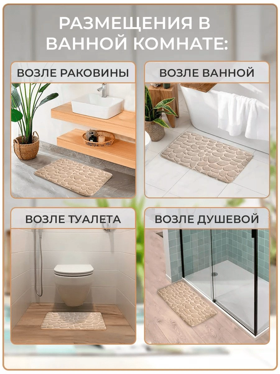 Комплект ковриков Vanessa home 998936189 90x60 см, полипропилен, текстиль купить,NaN