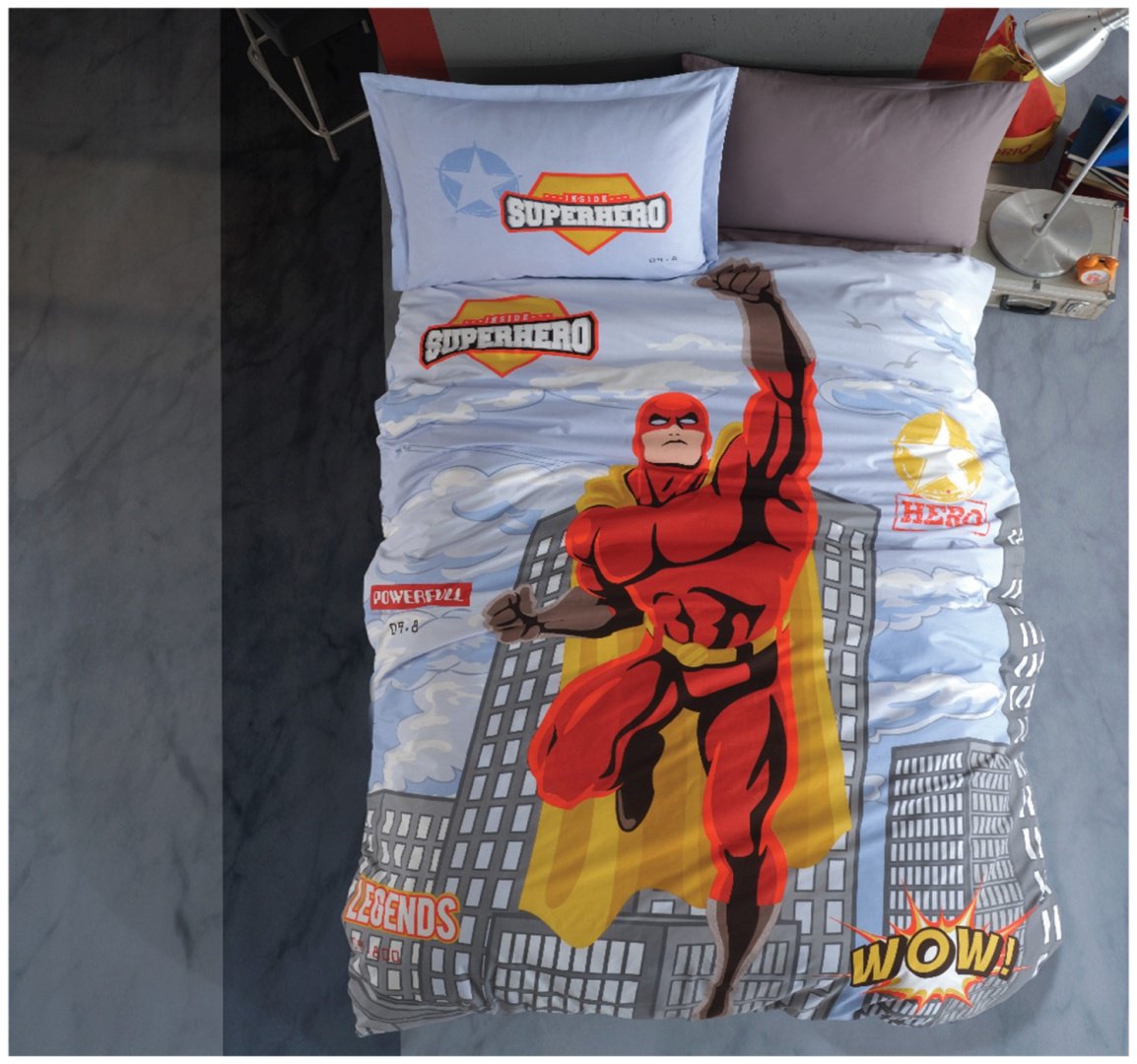 Постельное белье детское односпальное CLASY Superhero V-1, мультиколор