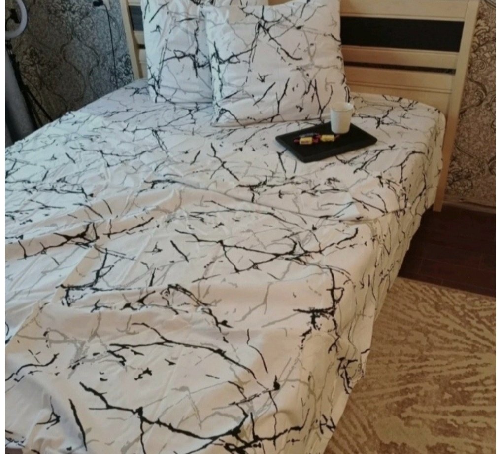 Комплект Туркменский текстиль Мрамор 1.5-спальный хлопок, 1 наволочка: 65x65 см