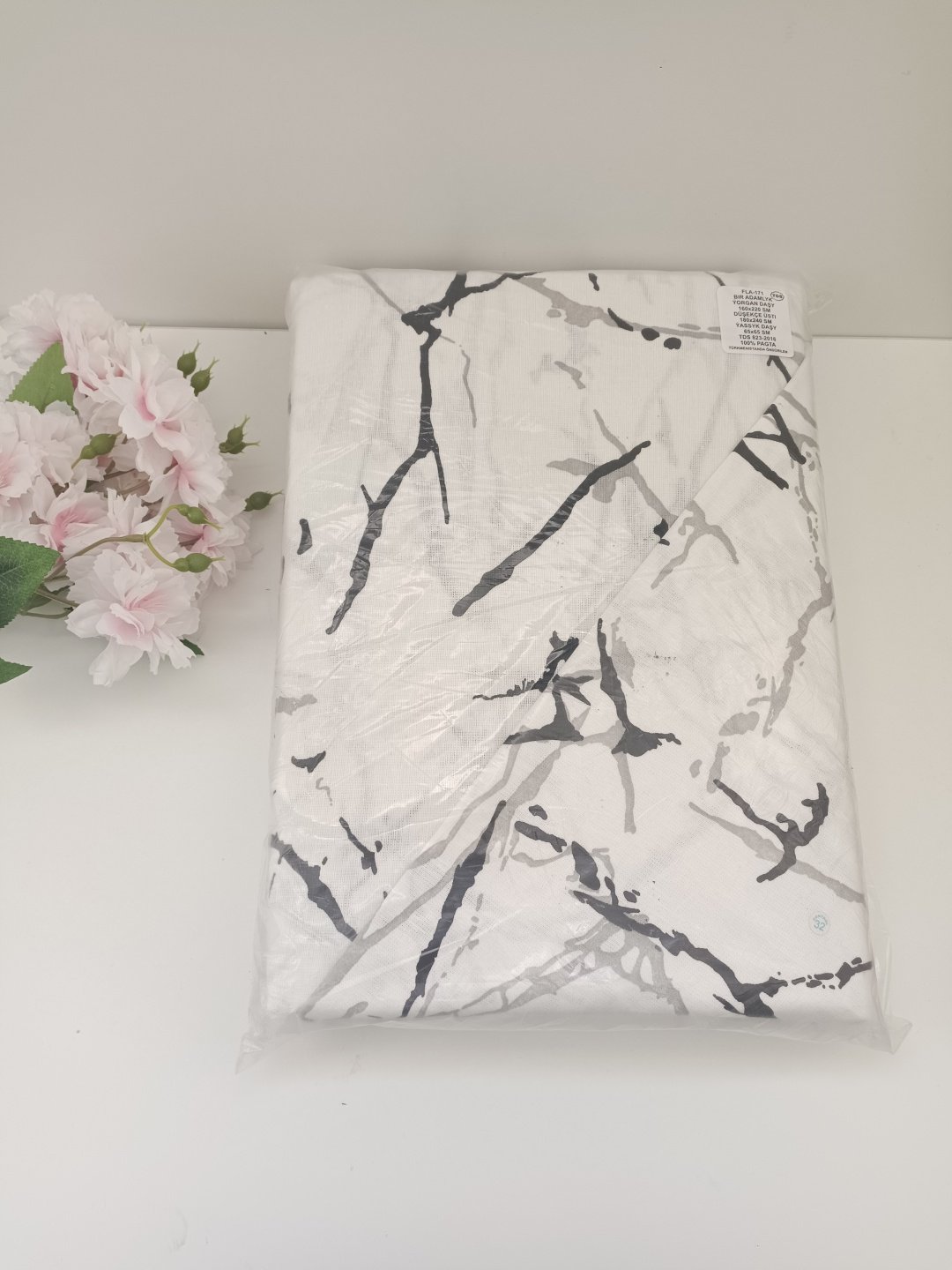 Комплект Туркменский текстиль Мрамор 1.5-спальный хлопок, 1 наволочка: 65x65 см