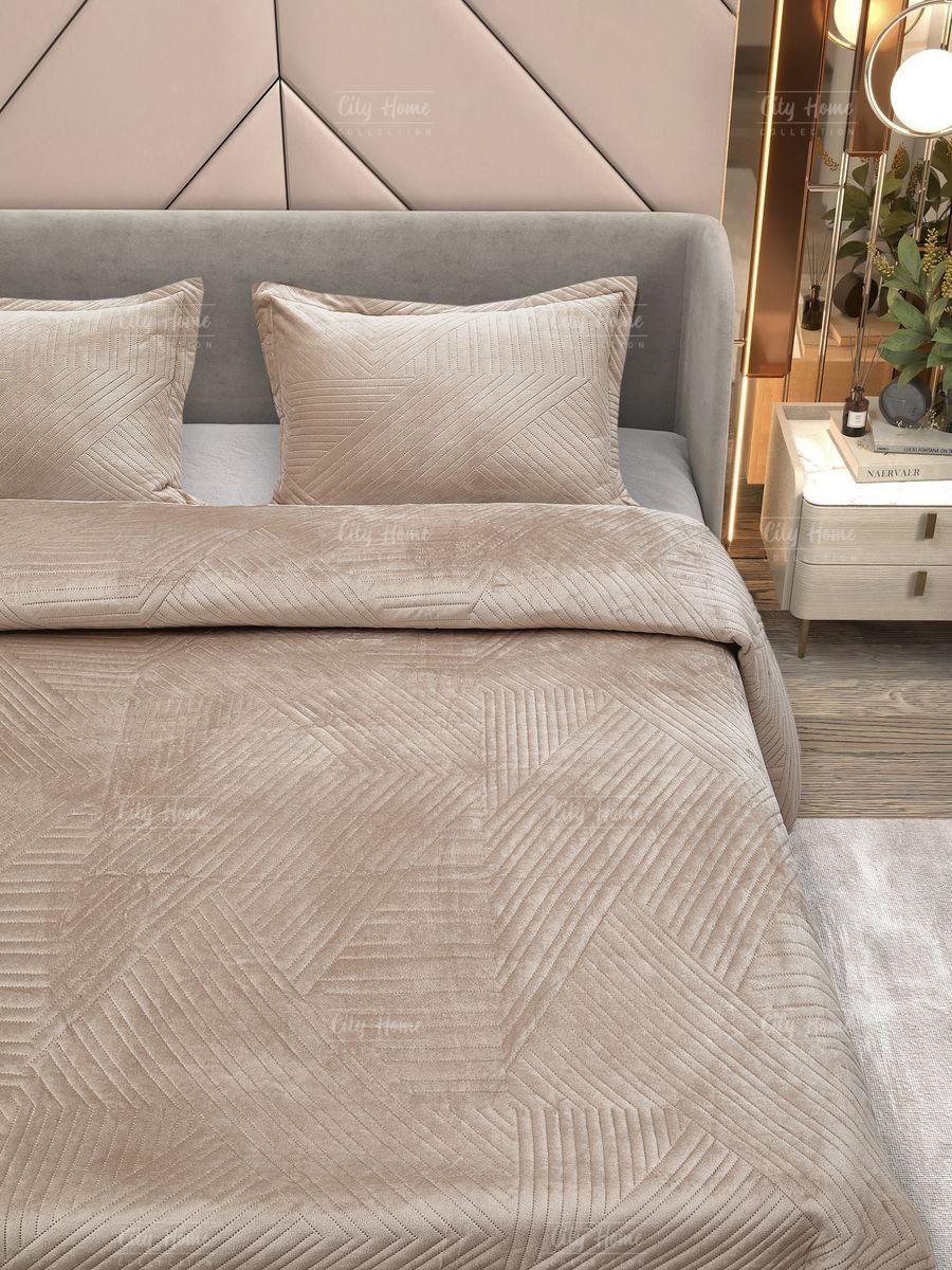 Покрывало Home City 220х240 см, хлопок, велюр, бежевый - ForteMarket Покрывало Home City 220х240 см, хлопок, велюр, бежевый купить,0