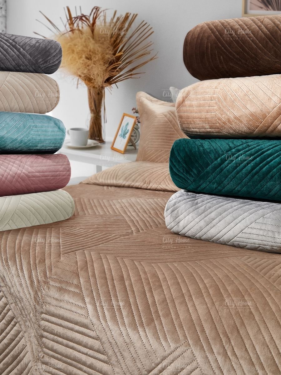 Покрывало Home City 220х240 см, хлопок, велюр, бежевый - ForteMarket Покрывало Home City 220х240 см, хлопок, велюр, бежевый купить,0