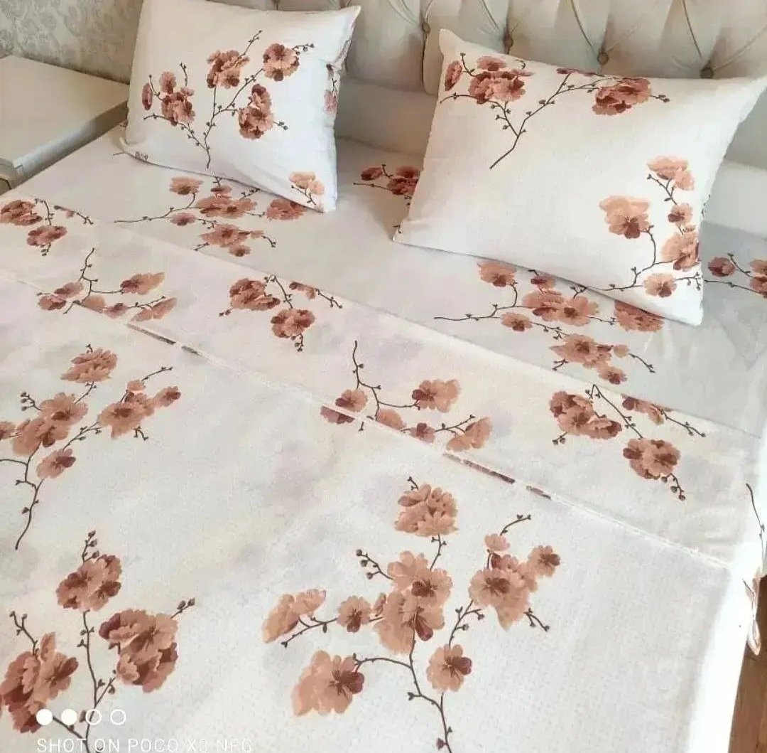Комплект Туркменский текстиль Flowers 2-спальный флатон, 2 наволочки: 65x65 см