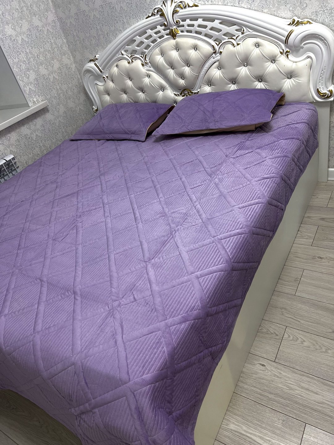Покрывало с наволочками 220х240 см, велюр, фиолетовый - ForteMarket Покрывало с наволочками 220х240 см, велюр, фиолетовый купить,0
