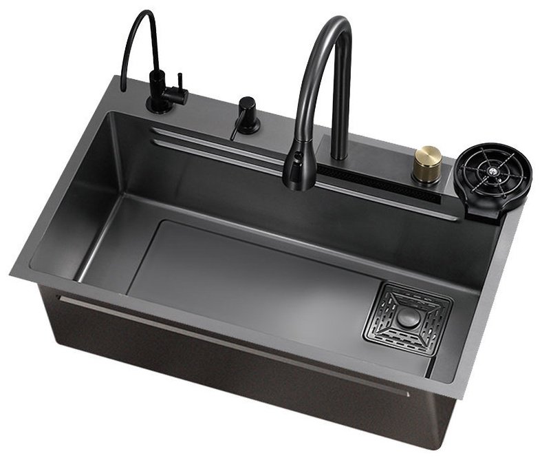 Кухонная мойка LUX842 dark gray врезная 75х45х22 см, нержавеющая сталь купить,0