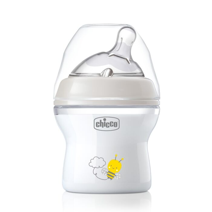 Бутылочка Chicco Natural Feeling 150 мл 0м+ силикон белая