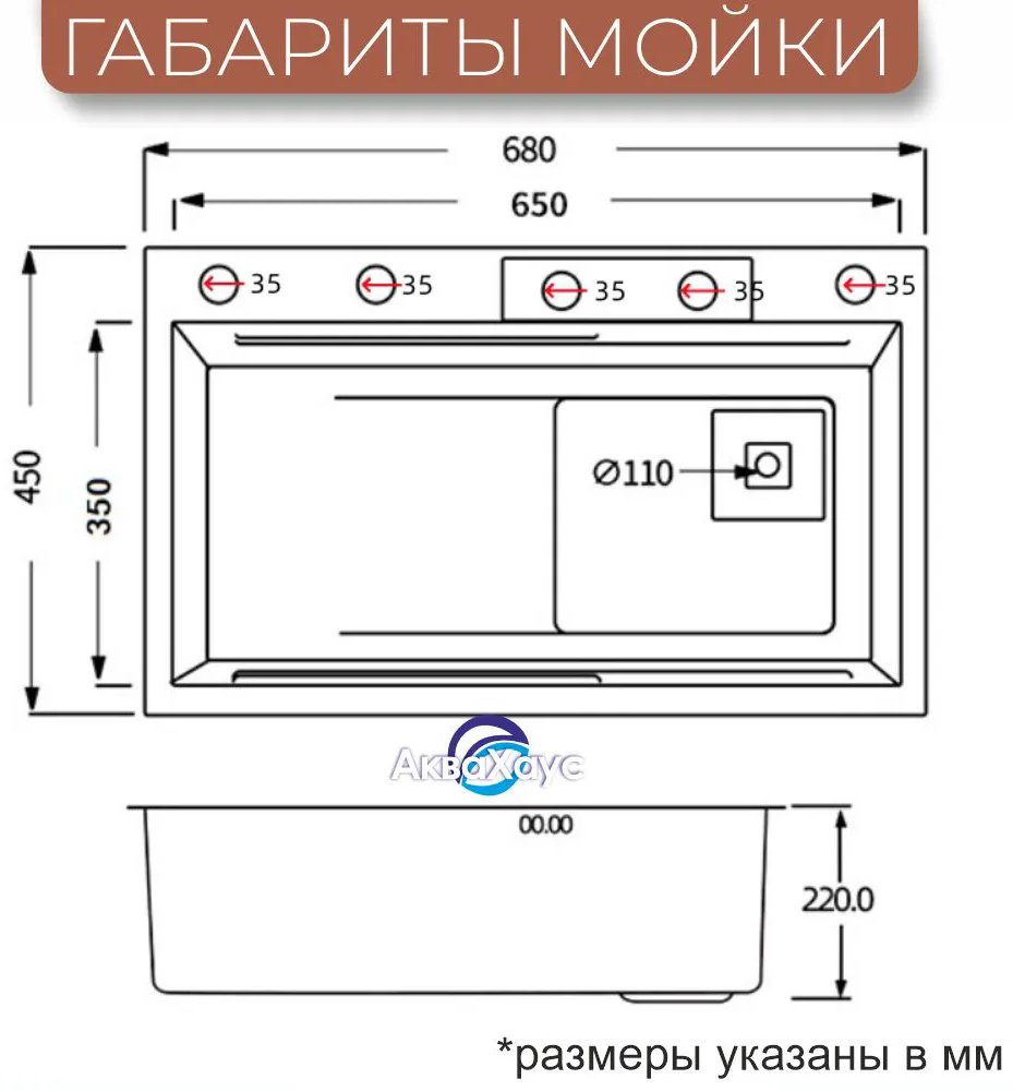 Кухонная мойка 385999211 врезная 68х45х22 см, нержавеющая сталь, тон антрацит, базальт - ForteMarket Кухонная мойка 385999211 врезная 68х45х22 см, нержавеющая сталь, тон антрацит, базальт купить,0
