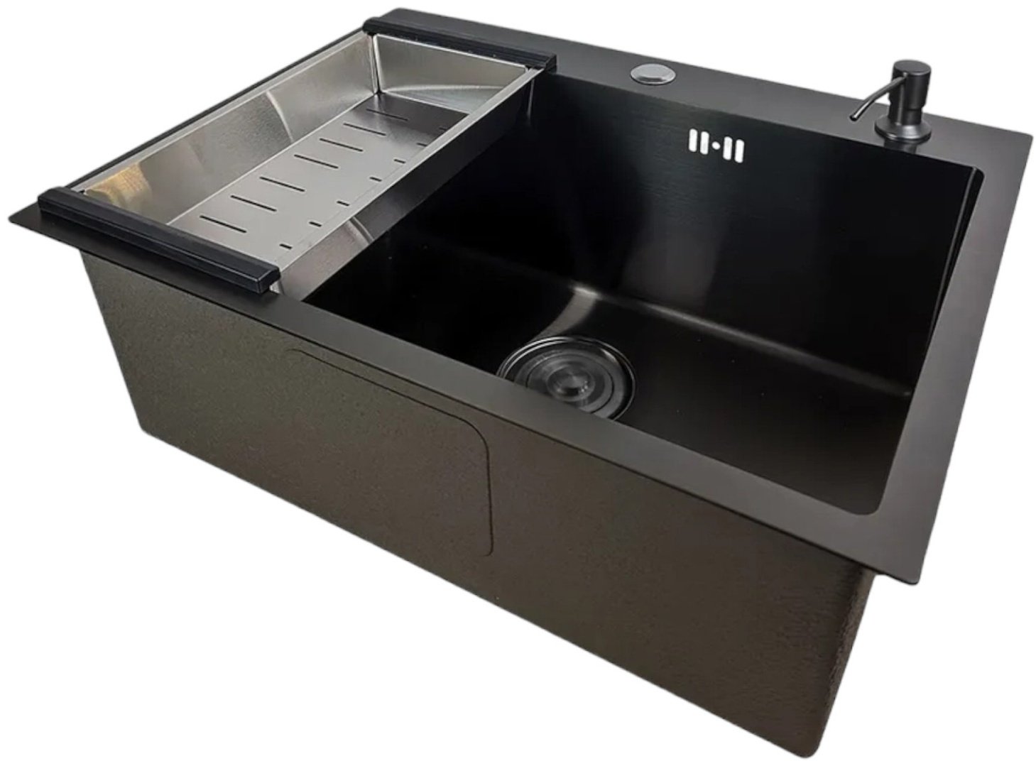 Кухонная мойка 6045 врезная 60х45х22 см, нержавеющая сталь, тон графитовый
