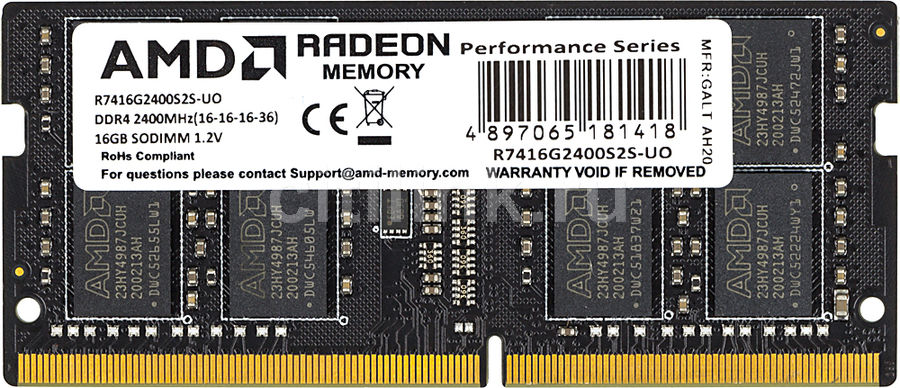Оперативная память AMD Radeon R7 Performance Series R7416G2400S2S-UO 1x16Gb