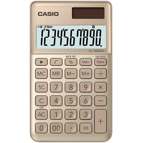 Калькулятор Casio SL-1000SC-GD-W-EP золотистый