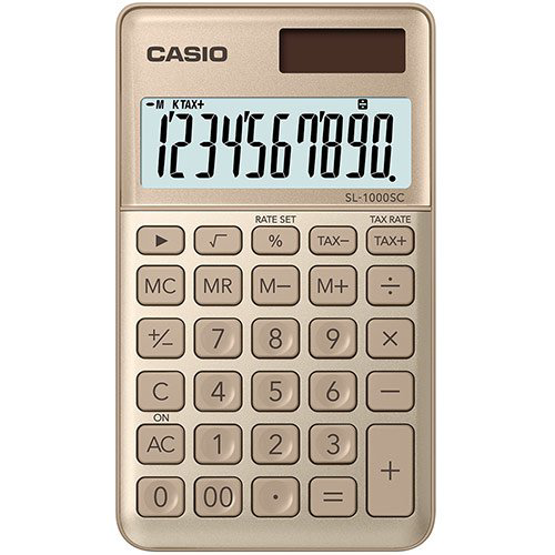 Калькулятор Casio SL-1000SC-GD-W-EP золотистый